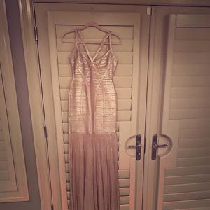 Herve Leger Dress Pink Metallic Gown
